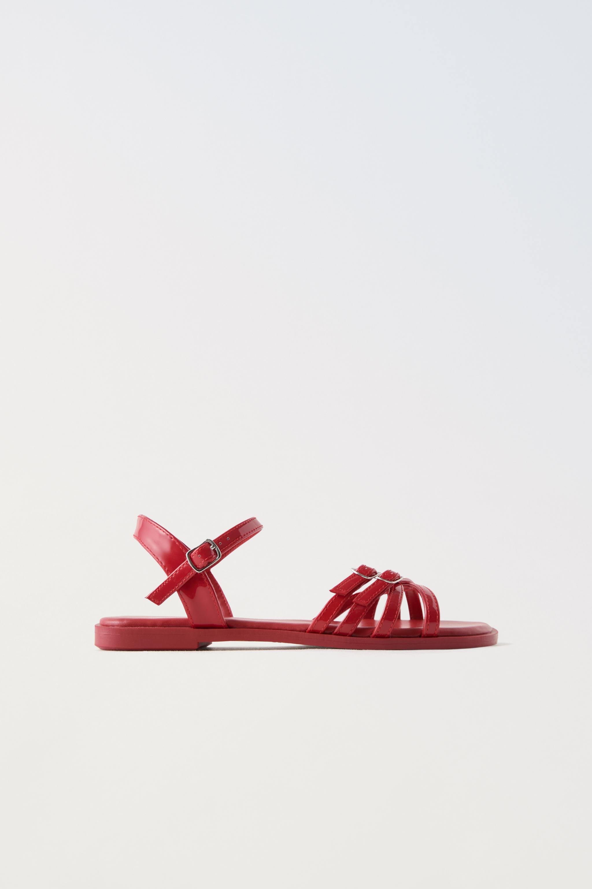 PATENT LEATHER FINISH STRAPPY SANDALS