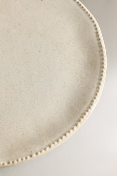 STONEWARE DESSERT PLATE WITH RAISED DESIGN - Cream by Zara - Image 2