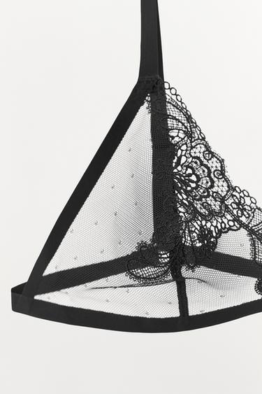 LACE TRIANGLE BRALETTE - Black by Zara - Image 5