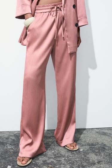 Zara WRINKLE LOOK PANTS - MARSALA