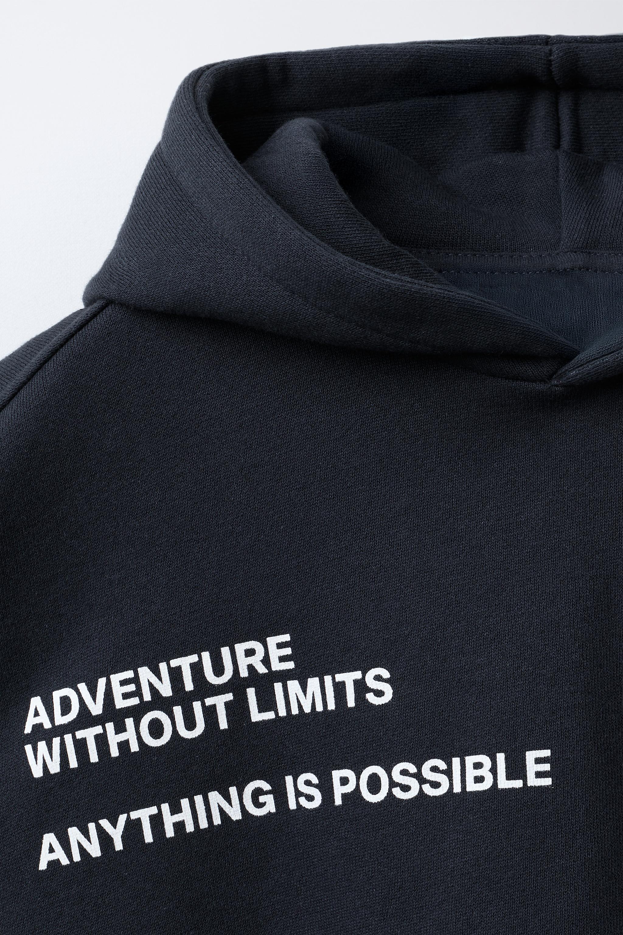 HOODED SWEATSHIRT WITH TEXT PRINT
