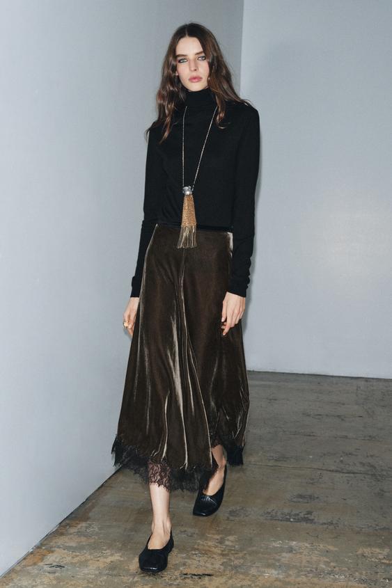 VELVET LACE SKIRT ZW COLLECTION LIMITED EDITION