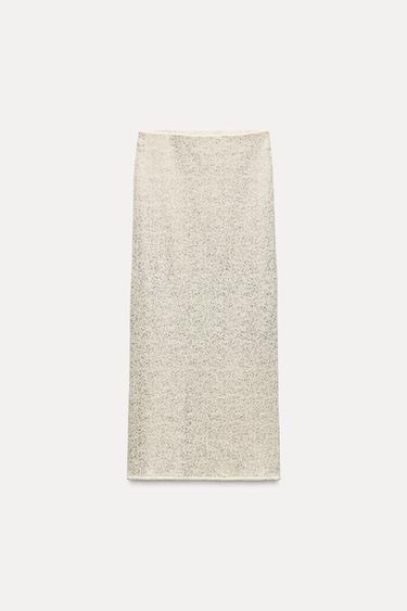 RUSTIC SKIRT WITH METALLIC THREAD - Golden by Zara