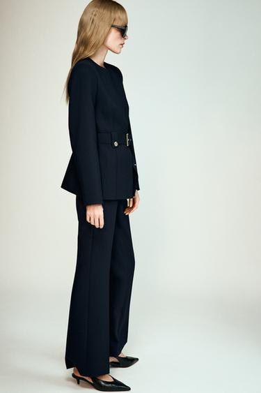 FLARE TROUSERS - Navy blue by Zara