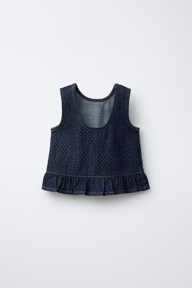 TOP IMPRIMÉ À POIS - Bleu de Zara - Image 1