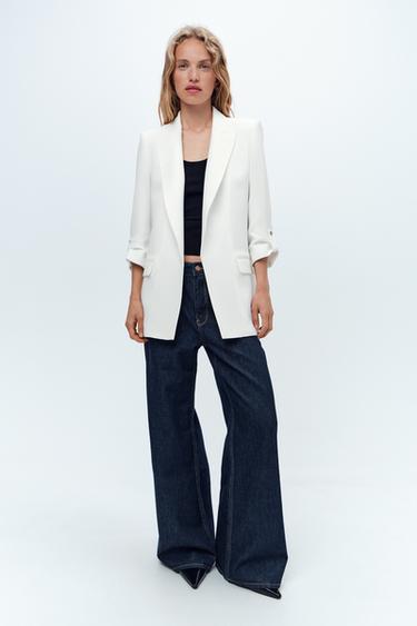 BLAZER MANGA REMANGADA - Blanco roto de Zara - Imagen 0