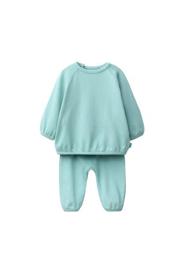 PLAIN SWEATSHIRT AND BALLOON TROUSERS SET - washed petrol de Zara