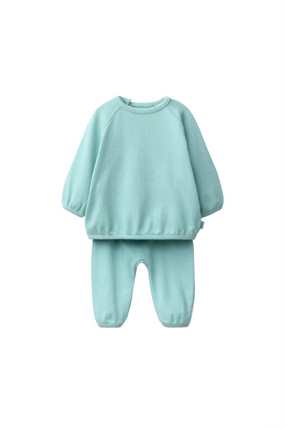 PLAIN SWEATSHIRT AND BALLOON TROUSERS SET - washed petrol by Zara - Image 0