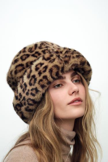 ANIMAL PRINT FAUX FUR HAT - Leopard by Zara - Image 0