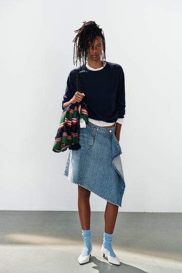 ASYMMETRISCHE TRF DENIM ROK - Blauw van Zara