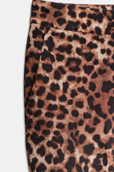 Zara ANIMAL PRINT FLARE PANTS - Leopard