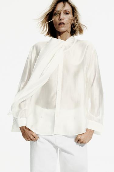 CHEMISE FLUIDE À NŒUDS ZW COLLECTION - Blanc de Zara - Image 1