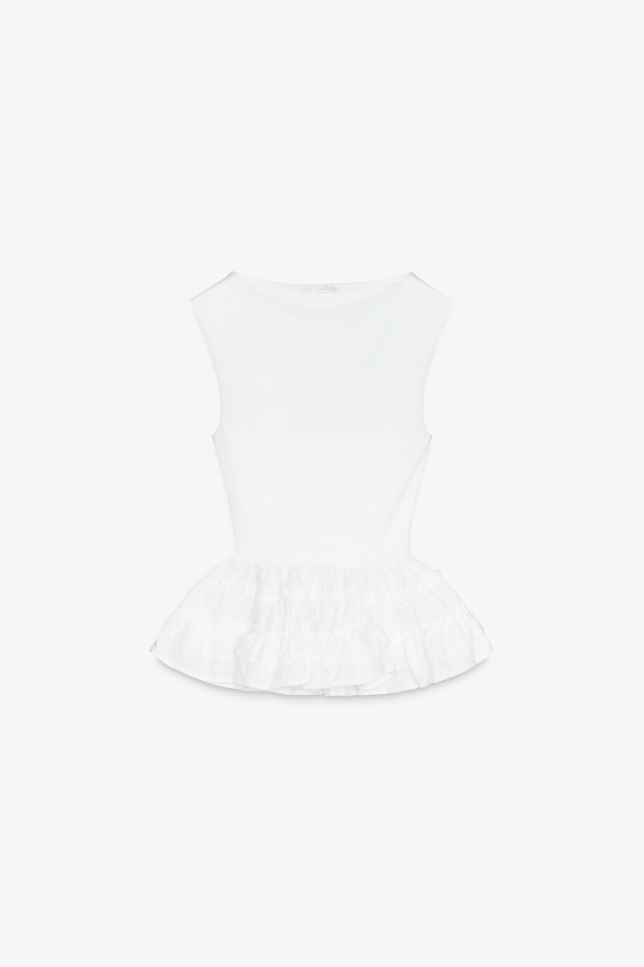 PEPLUM COMBINATION STRAP TOP - White | ZARA United States