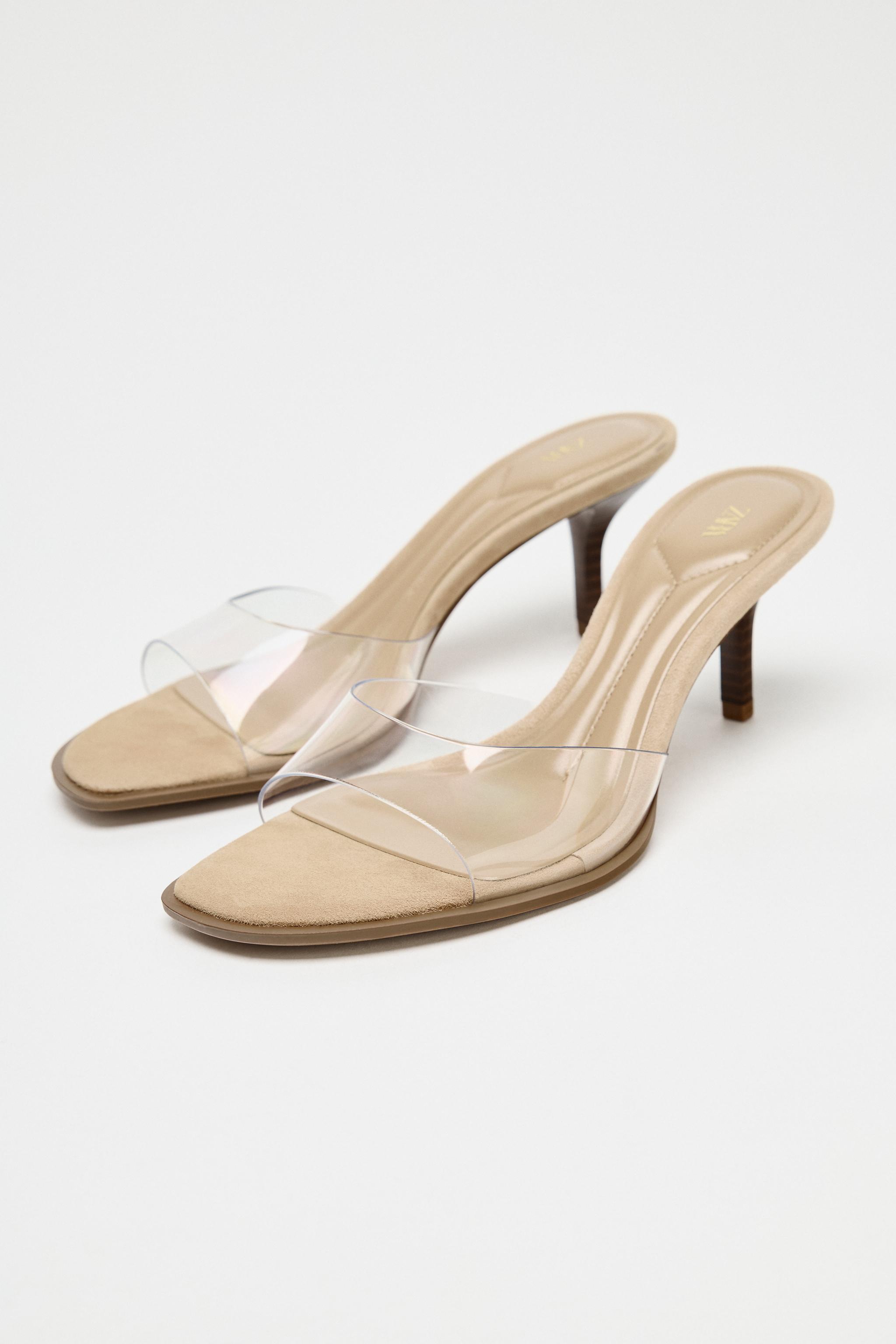 HIGH HEELED VINYL SANDALS - Light beige | ZARA United States