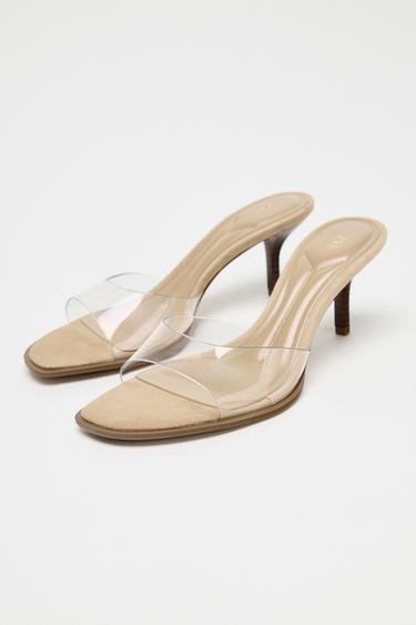 SANDALES À TALONS EN VINYLE - Beige clair de Zara - Image 2