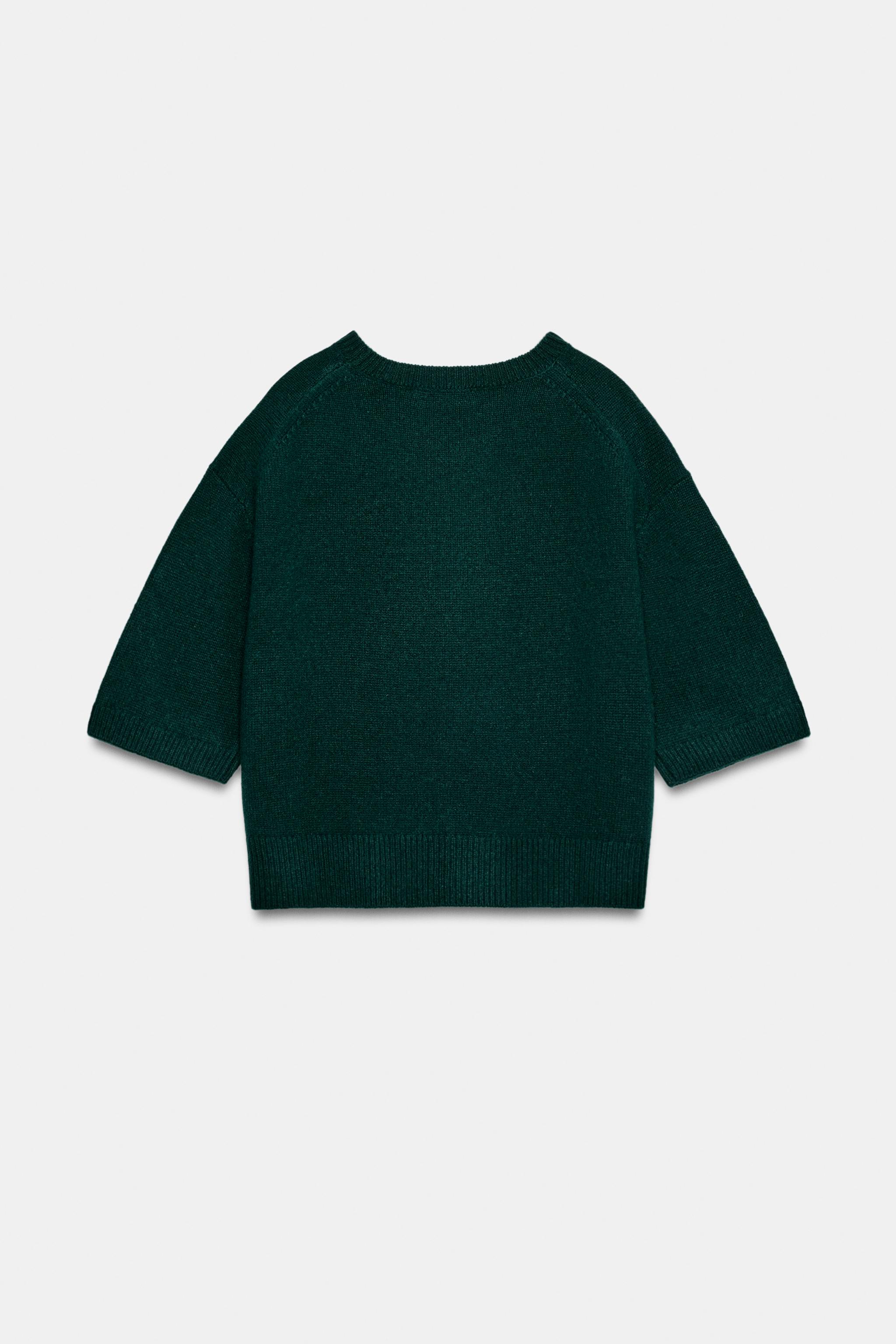 Zara %100 YÜN HACİMLİ KISA KOLLU KAZAK görsel 6