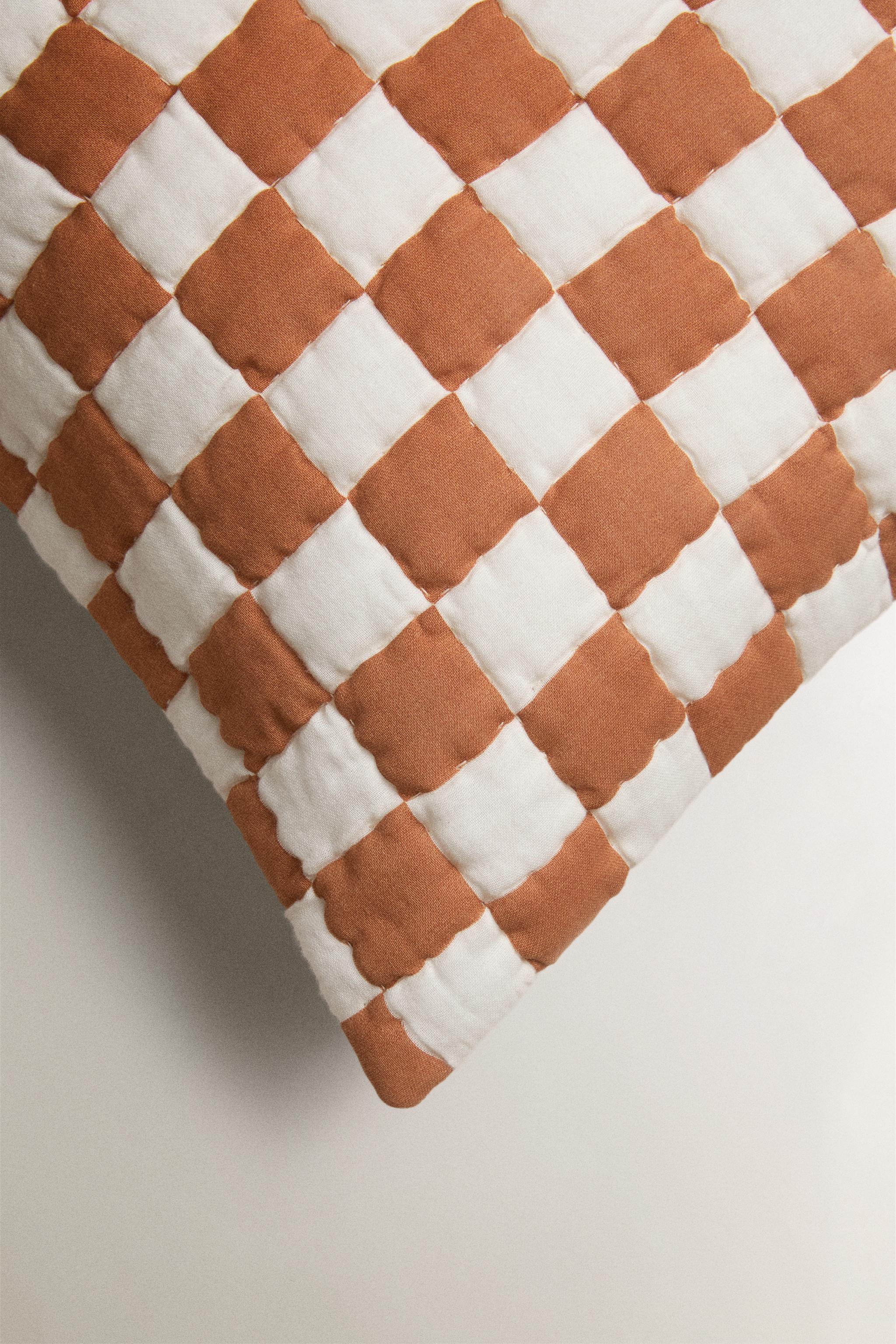 CHECK COTTON THROW PILLOW COVER — 772