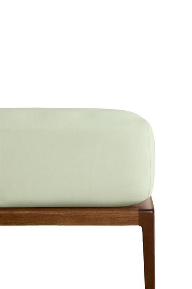 (140 GSM) WASHED LINEN FITTED SHEET - Light green by Zara