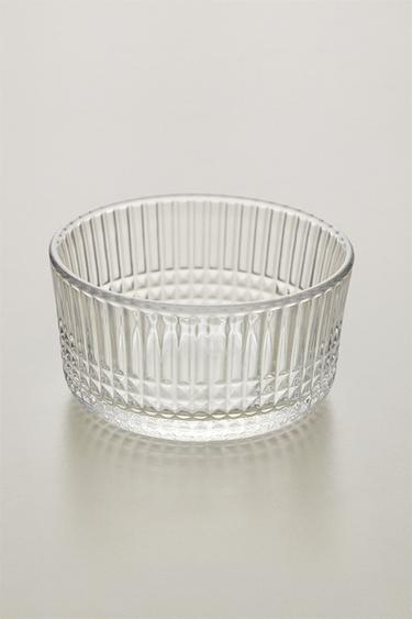 GLASS MINI BOWL WITH RAISED GEOMETRIC DESIGN - Transparent by Zara