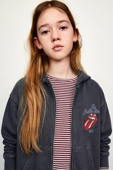 FELPA CON CERNIERA EFFETTO SLAVATO ROLLING STONES © - Grigio antracite di Zara