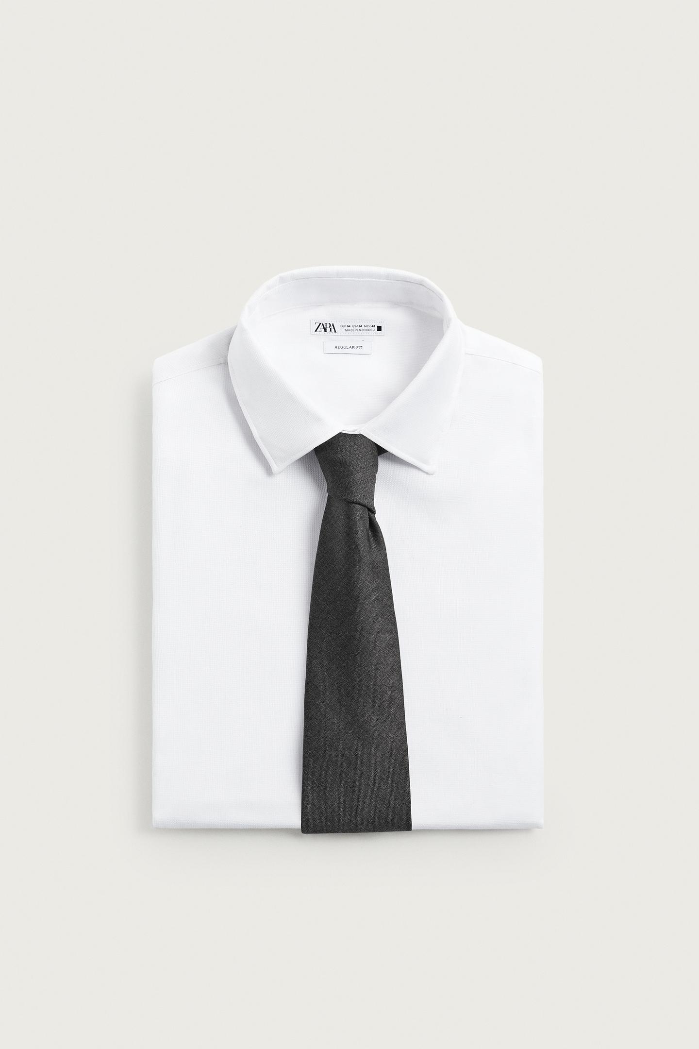 Мужские галстуки Zara 100% Wool Textured Tie, цвет: Тёмный серый — фото 4