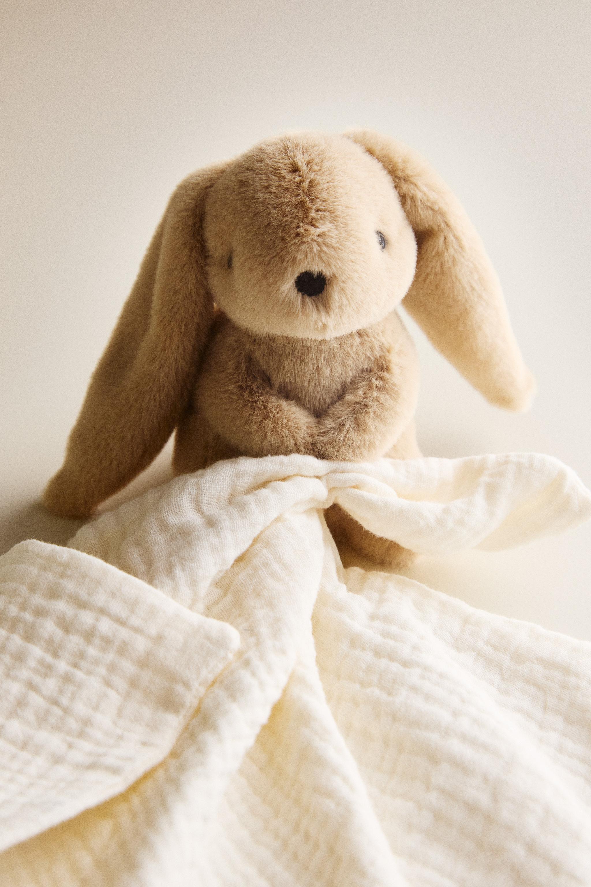 KIDS' RABBIT BLANKET TOY — Dark beige