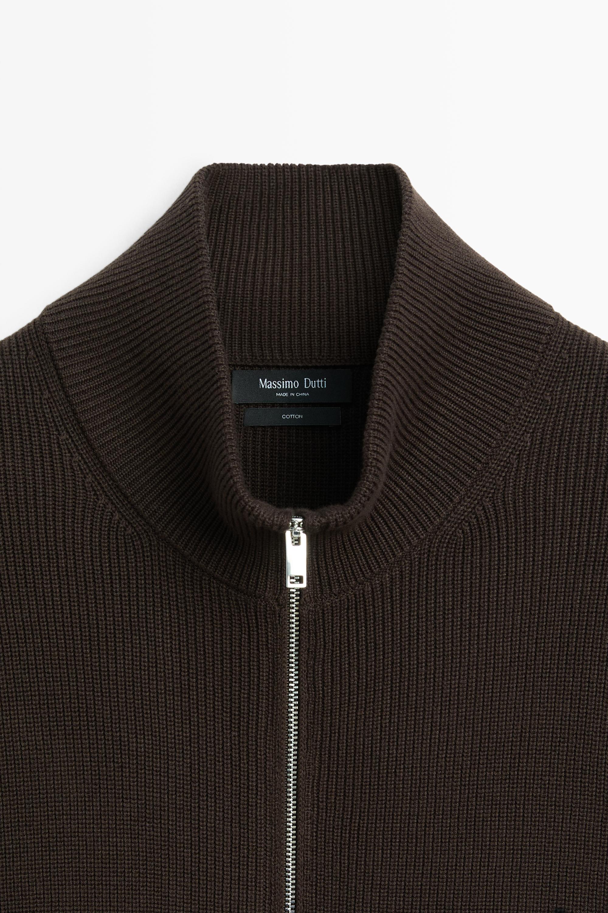 100% cotton ribbed knit cardigan