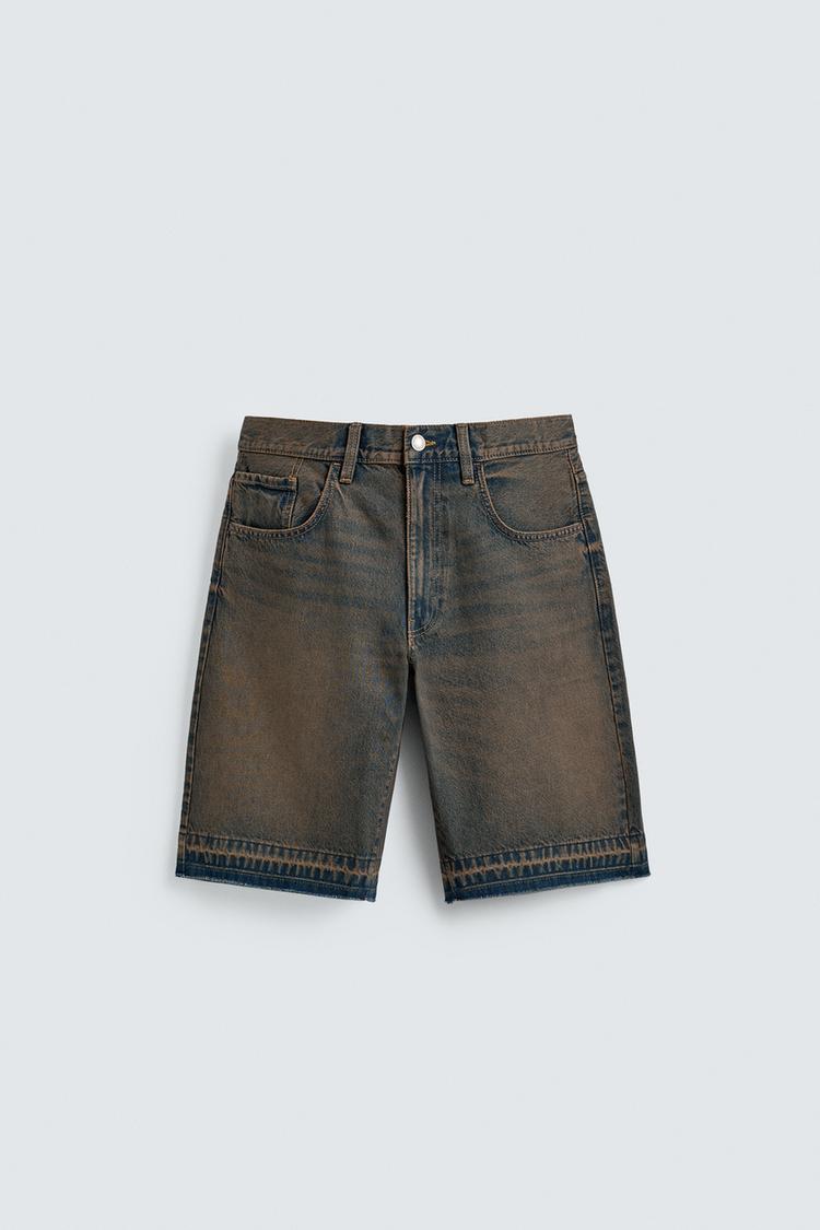 ZARA RELAXED FIT DENIM BERMUDA SHORTS