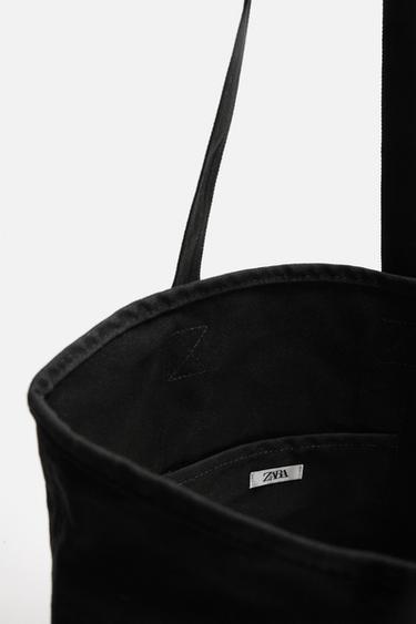 SAC SHOPPER EN TISSU - Noir de Zara - Image 3