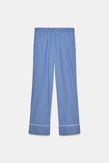 STRIPED PYJAMA-STYLE TROUSERS WITH CONTRAST - Blue/White by Zara - Image 2