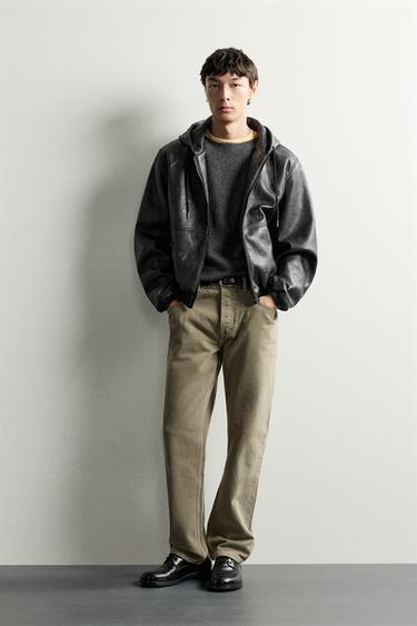 LEATHER EFFECT HOODED BOMBER JACKET - Black by Zara - Image 0