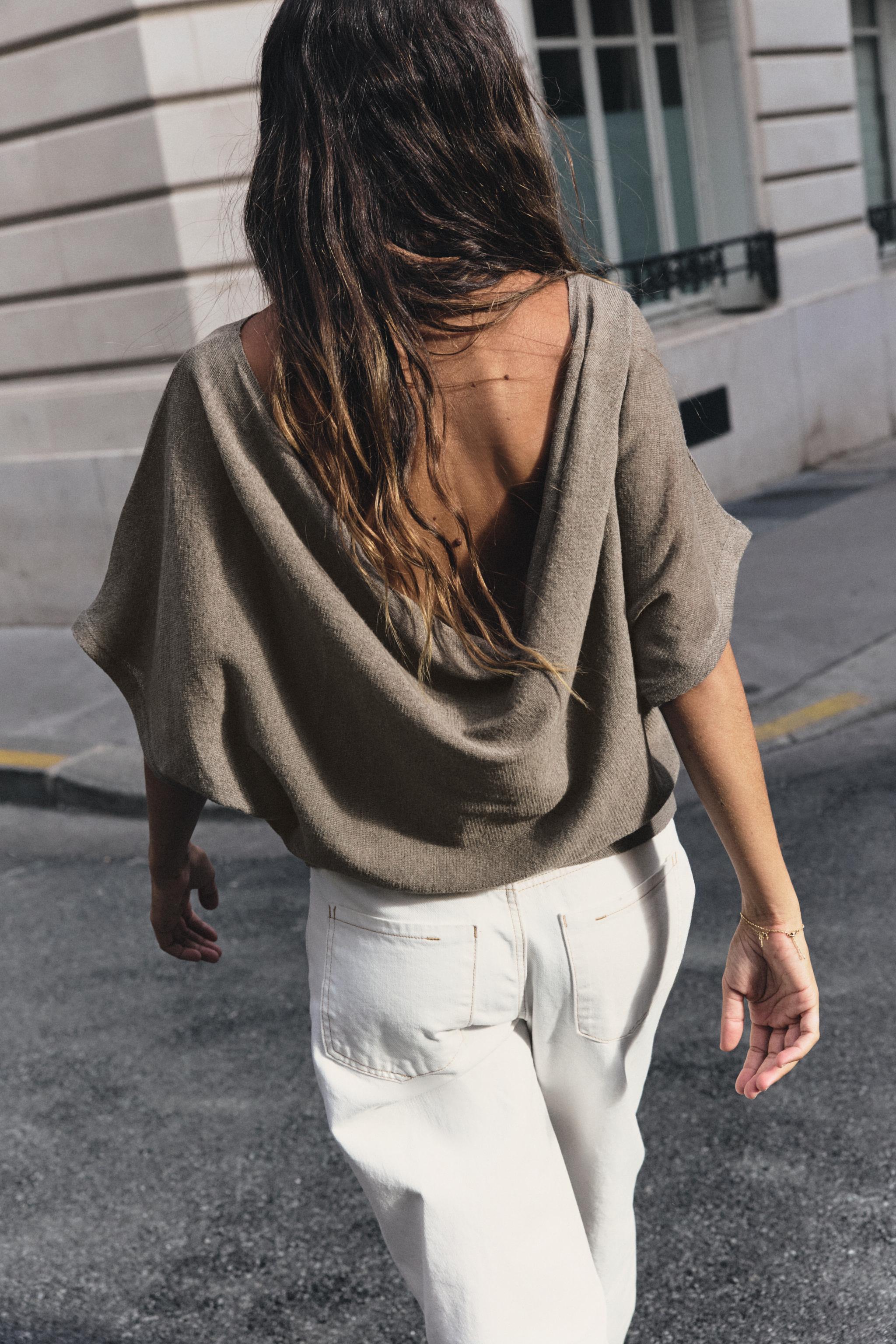 Zara SIRTI DRAPELİ TRİKO TOP görsel 3