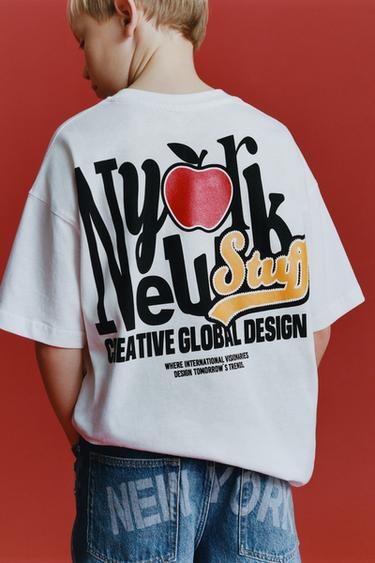 CAMISETA ESTAMPADO NY RELIEVE - Blanco de Zara