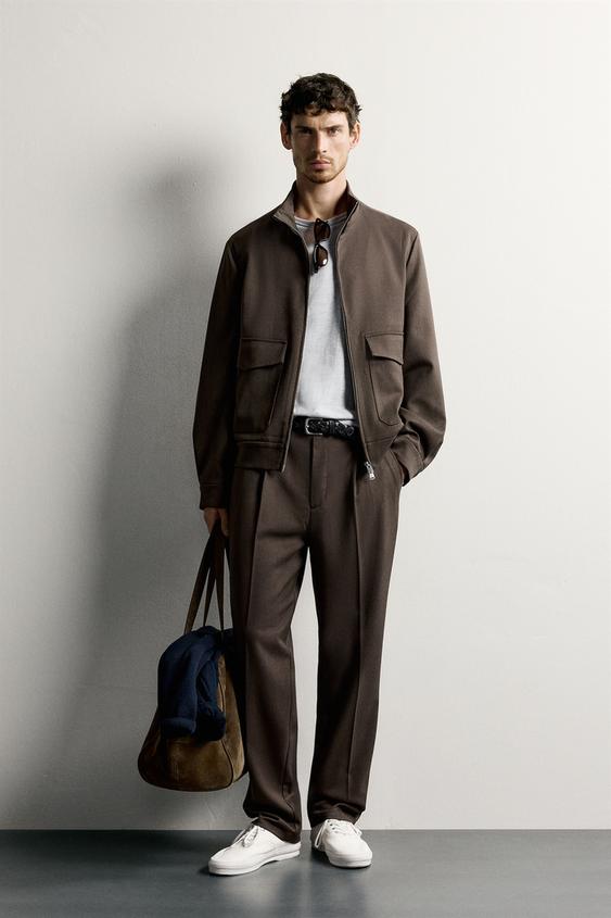SLIM FIT PLEATED TROUSERS - Brown by Zara - Image 0