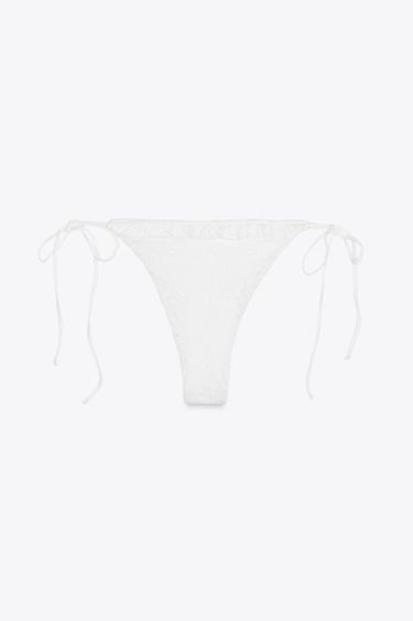 CONTRAST BOW RUFFLE BIKINI BOTTOMS - White by Zara - Image 4