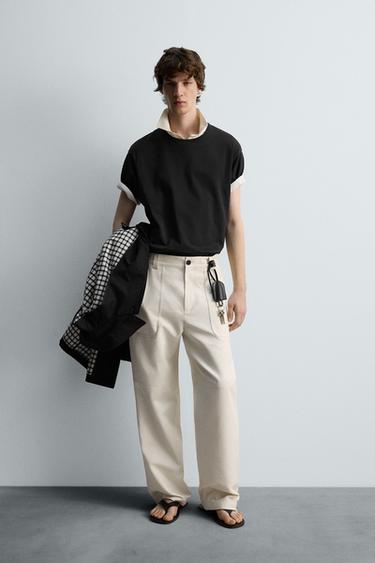 Zara REGULAR FIT POCKET PANTS - Oyster-white
