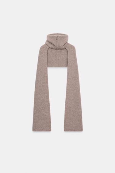 KNIT SCARF WITH HIGH NECK - camel by Zara