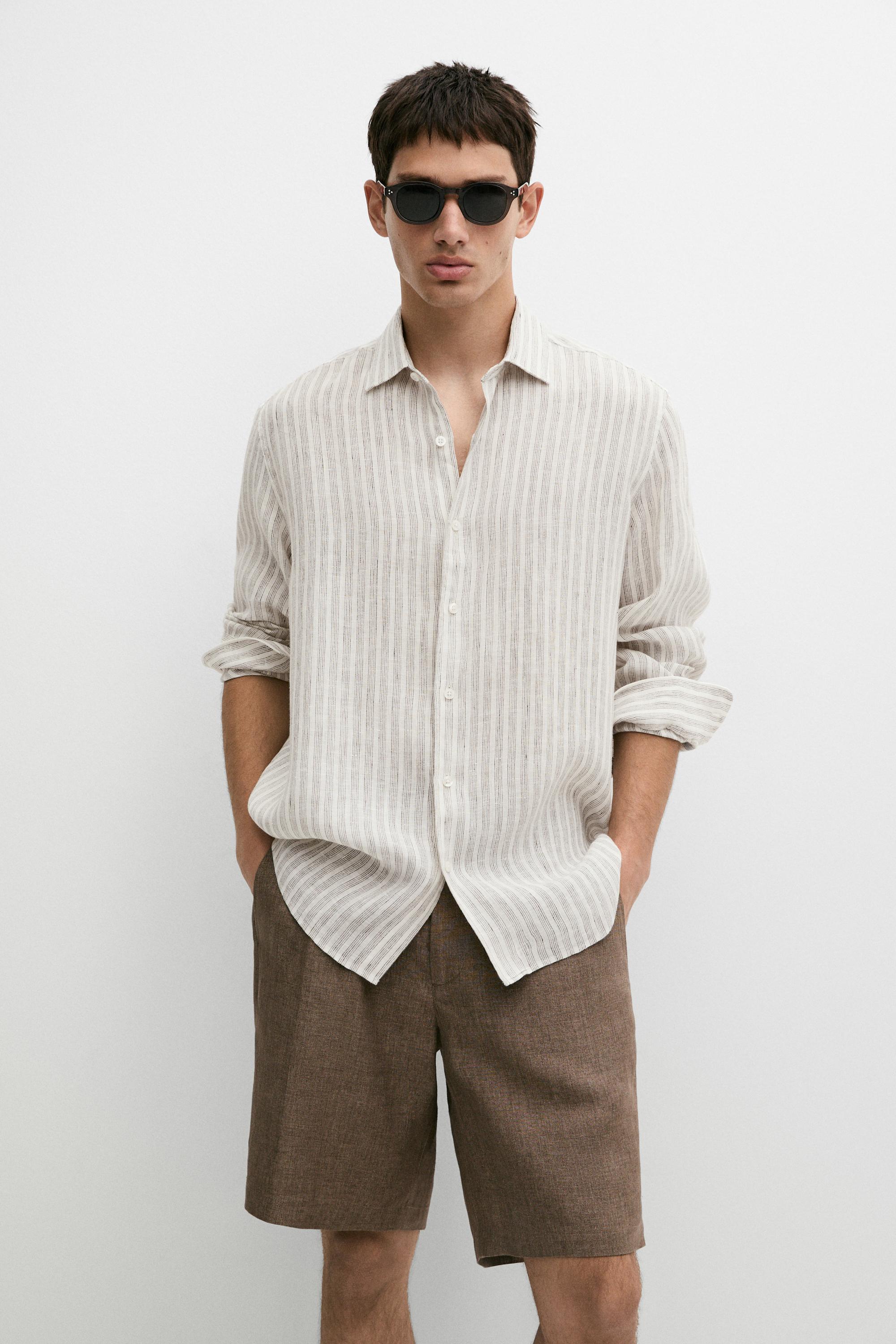 Chemise à rayures 100 % lin regular fit