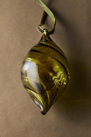 GLASS DROPLET CHRISTMAS TREE DECORATION — Green 1
