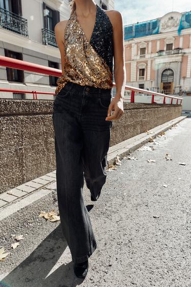 Z1975 WIDE-LEG HIGH-WAIST JEANS - Black by Zara