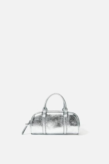 METALLIC MINI BOWLING BAG - Silver by Zara