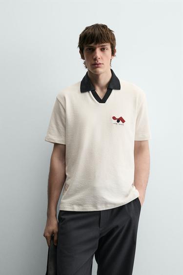 POLO RELAXED FIT CUELLO CONTRASTE - Blanco roto de Zara