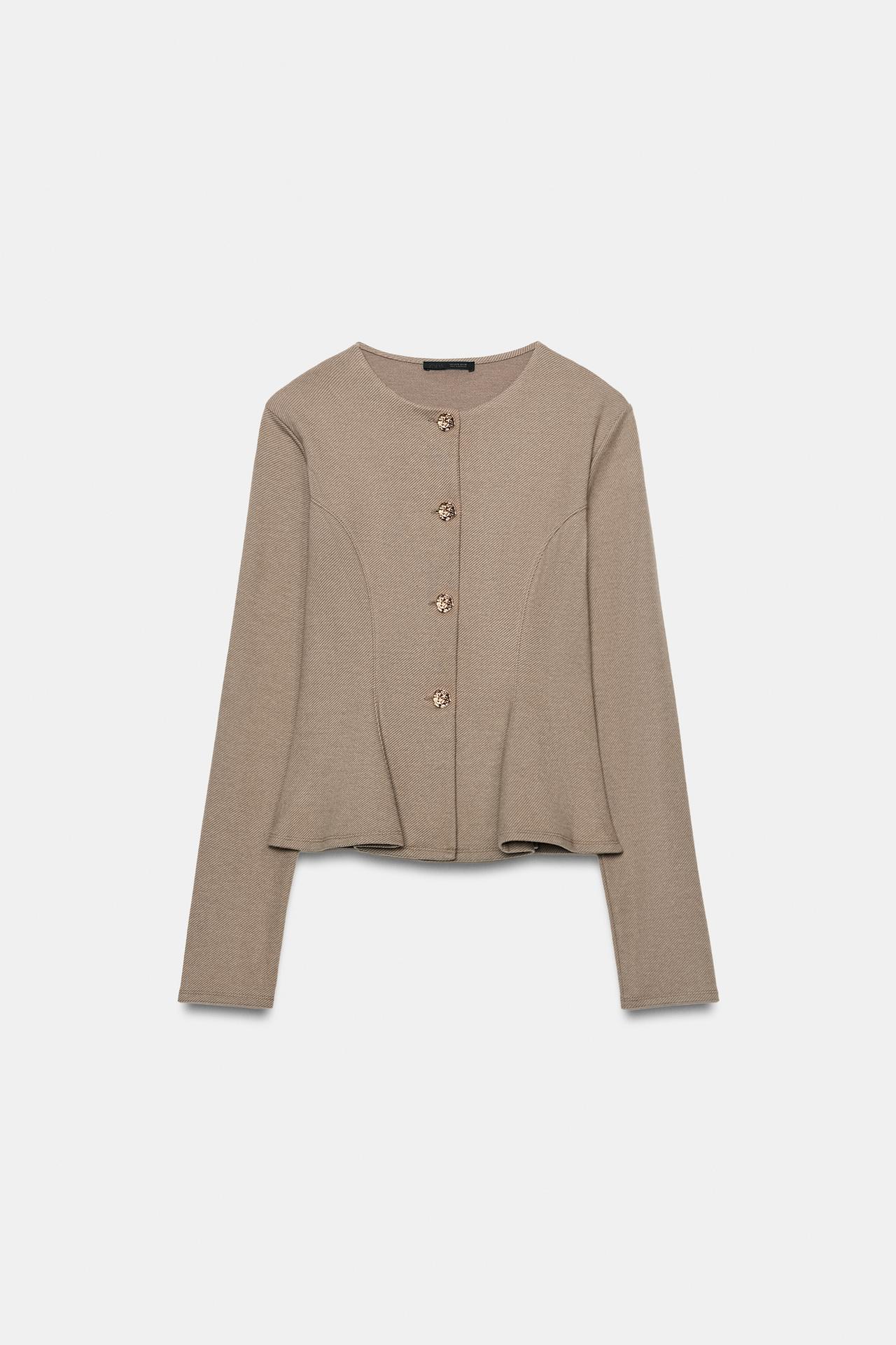 SOFT BUTTON CARDIGAN — Beige marl