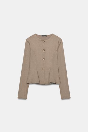 SOFT BUTTON CARDIGAN — Beige marl 2