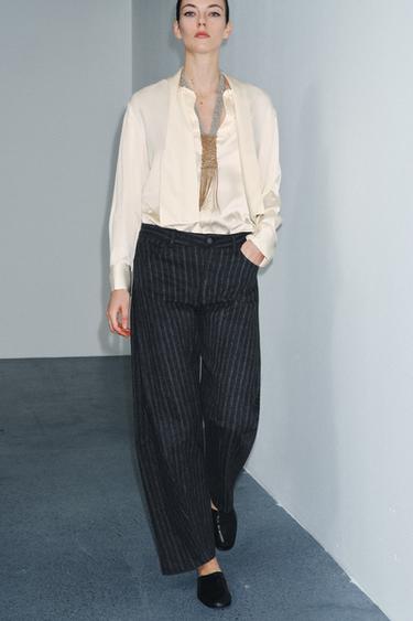 PANTALON BALLON À RAYURES ZW COLLECTION - Gris chiné de Zara - Image 5