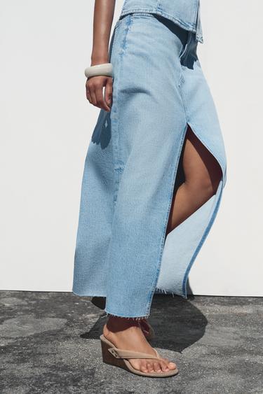 JUPE Z1975 MI-LONGUE EN JEAN - Bleu clair de Zara - Image 3