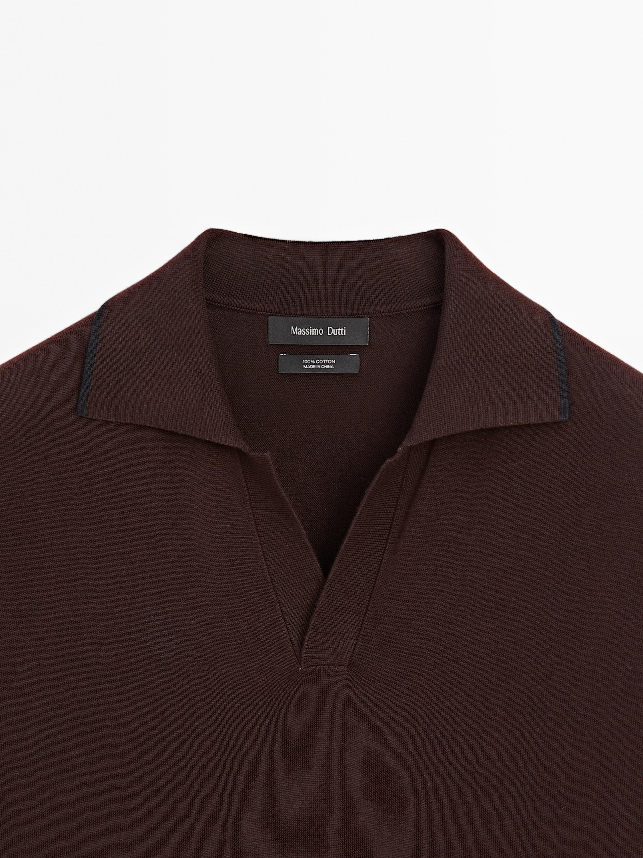 Knit polo shirt with contrast detail