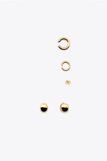 LOT DE BOUCLES D'OREILLES TOUR D'OREILLE CŒUR WATERPROOF - Doré de Zara - Image 2