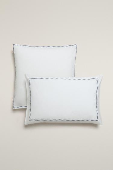 PILLOWCASE WITH EMBROIDERED BORDER - Oyster-white by Zara - Image 0