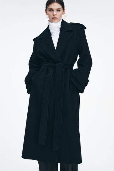 Zara LONG WOOL BLEND COAT ZW COLLECTION LIMITED EDITION - Navy blue